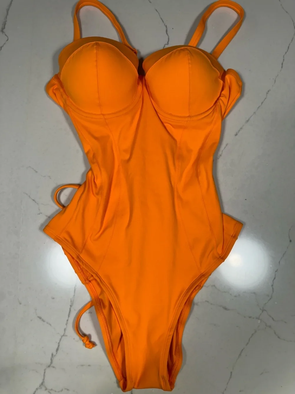 Orange One-Piece Swimsuit with Underwire Cups - Picture 1 of 5